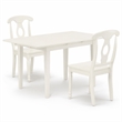 Pemberly Row 3-Piece Dining Set Wood Linen White Finish