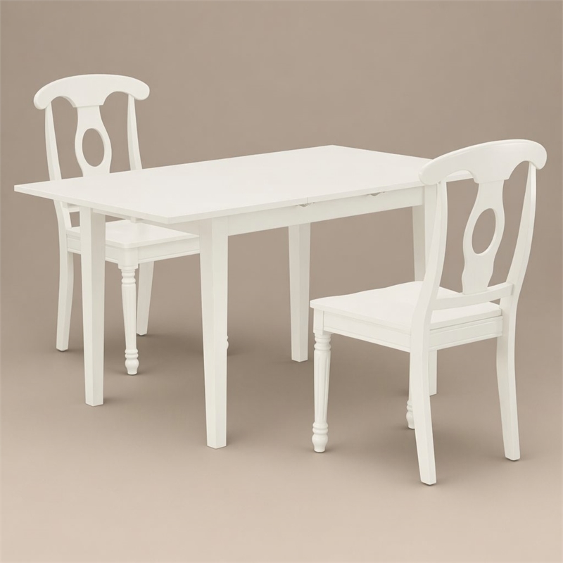 Pemberly Row 3-Piece Dining Set Wood Linen White Finish