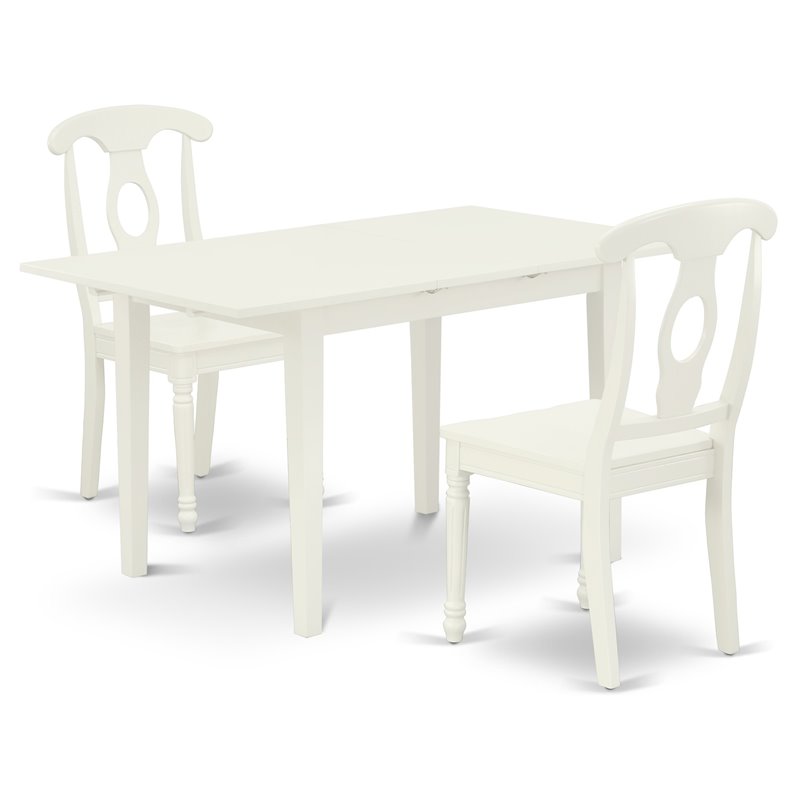Pemberly Row 3-Piece Dining Set Wood Linen White Finish