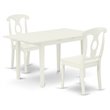 Pemberly Row 3-Piece Dining Set Wood Linen White Finish