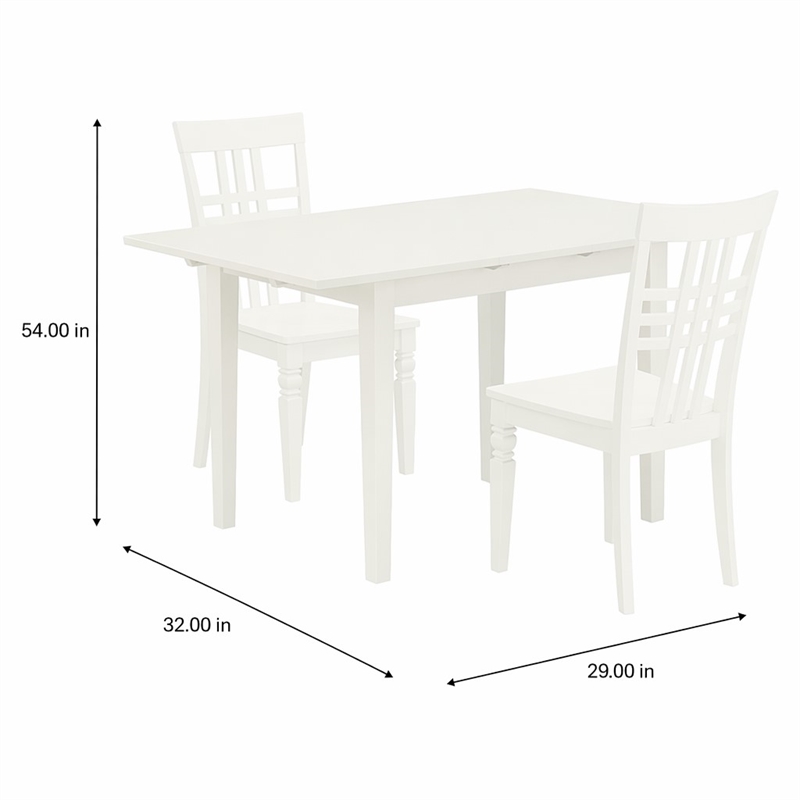 Pemberly Row 3-Piece Dining Set Rubber Wood Linen White Finish