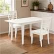 Pemberly Row 3-Piece Dining Set Rubber Wood Linen White Finish