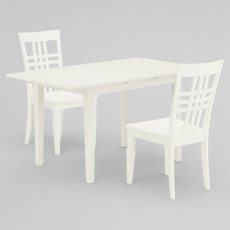 Pemberly Row 3-Piece Dining Set Rubber Wood Linen White Finish