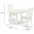 Pemberly Row 3-Piece Wood Dining Set with Slatted Back Chairs in Linen White