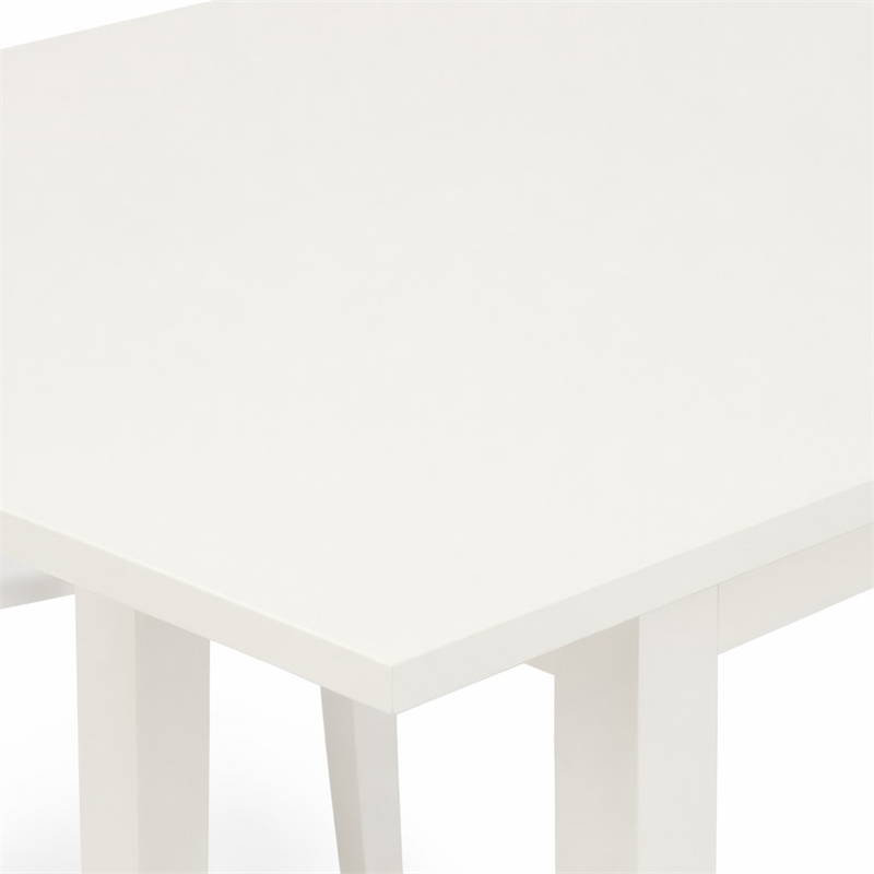 Pemberly Row 3-Piece Wood Dining Set with Slatted Back Chairs in Linen White