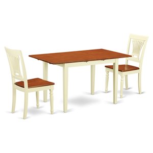 Pemberly Row Norfolk 3-Piece Wood Kitchen Set in Buttermilk & Cherry