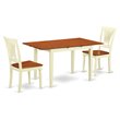 Pemberly Row Norfolk 3-Piece Wood Kitchen Set in Buttermilk & Cherry