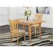Pemberly Row Norfolk 3-Piece Dining Table Set with Oak Finish