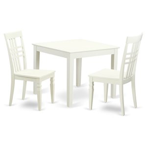 Pemberly Row 3-Piece Table and Slatted Back Chairs Dining Set in Linen White