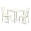 Pemberly Row 3-Piece Table and Slatted Back Chairs Dining Set in Linen White