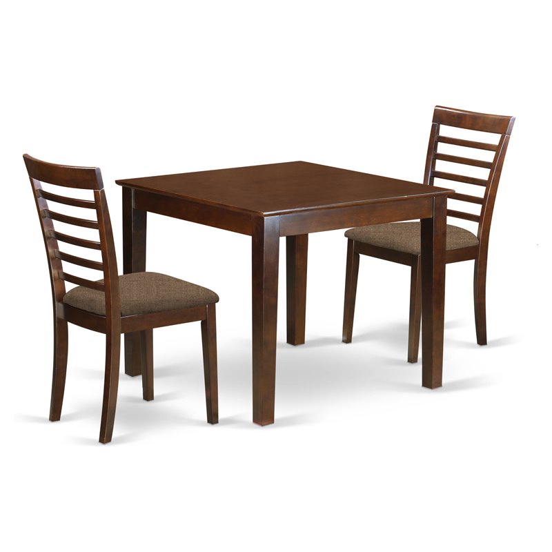 Pemberly Row 3-Piece Wood Dinette Set with Floral Chairs in Mahogany