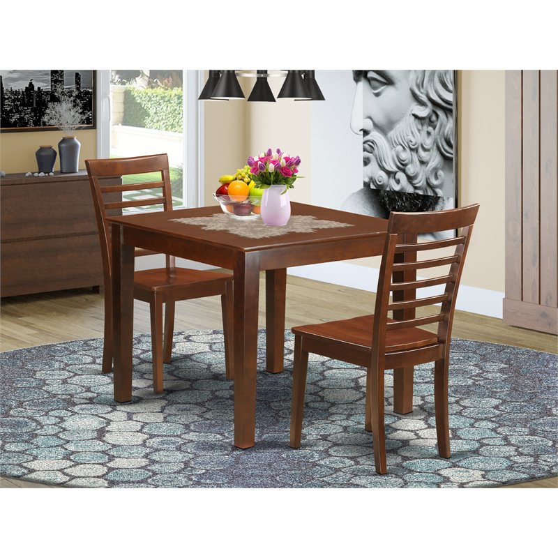 Pemberly Row 3-Piece Traditional Wood Kitchen Set in Mahogany Finish