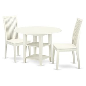 Pemberly Row 3-Piece Wood Dining Room Set with Drop-Leaf Table