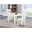 Pemberly Row 3-Piece Dining Set with Fabric Seats in Linen White