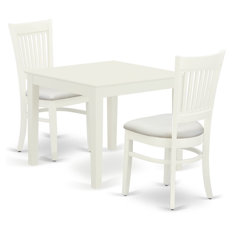 Pemberly Row 3-Piece Dining Set with Fabric Seats in Linen White