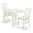 Pemberly Row 3-Piece Dining Set with Fabric Seats in Linen White