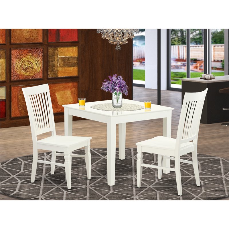 Pemberly Row 3-Piece Wood Dining Set with Linen White Finish