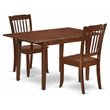 Pemberly Row 3-Piece Dining Set with Slatted Wood Chairs in Mahogany