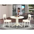 Pemberly Row Shelton 3-Piece Round Dining Set in Linen White Wood
