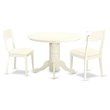 Pemberly Row Shelton 3-Piece Round Dining Set in Linen White Wood