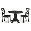 Pemberly Row 3-Piece Wood Dining Set with Round Table in Black