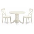 Pemberly Row 3-Piece Dining Set with Leather Chairs in Linen White