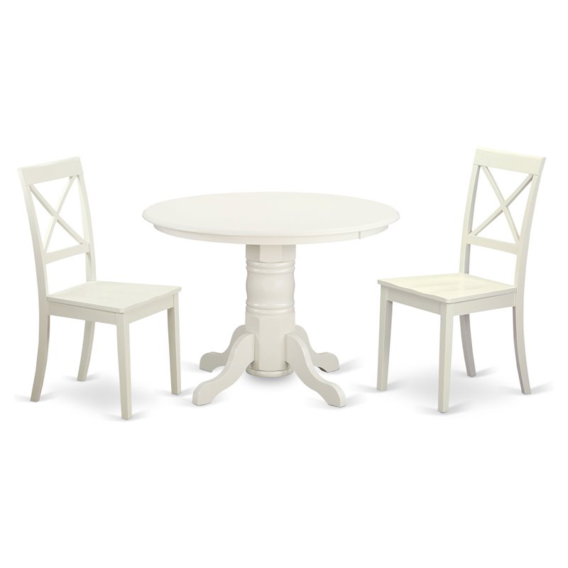 Pemberly Row 3-Piece Table and Wooden Dining Chairs in Linen White