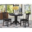 Pemberly Row 3-Piece Wood Dining Set with Round Table and Chairs in Black