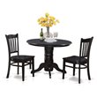 Pemberly Row 3-Piece Wood Dining Set with Round Table and Chairs in Black
