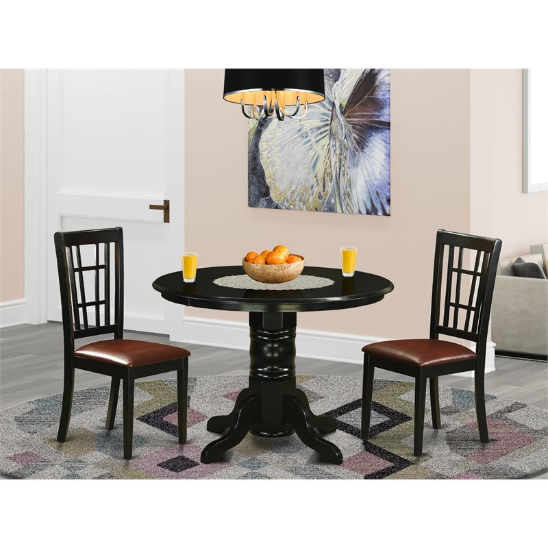Pemberly Row 3-Piece Traditional Wood Dining Set in Black