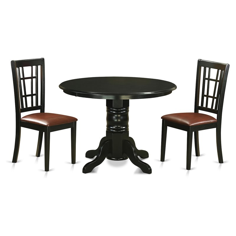 Pemberly Row 3-Piece Traditional Wood Dining Set in Black