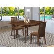 Pemberly Row Monza 3-Piece Dining Set with Linen Fabric Seats in Mahogany
