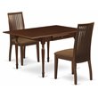 Pemberly Row Monza 3-Piece Dining Set with Linen Fabric Seats in Mahogany