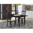 Pemberly Row Norfolk 3-Piece Dining Set with Linen Fabric Seats in Black