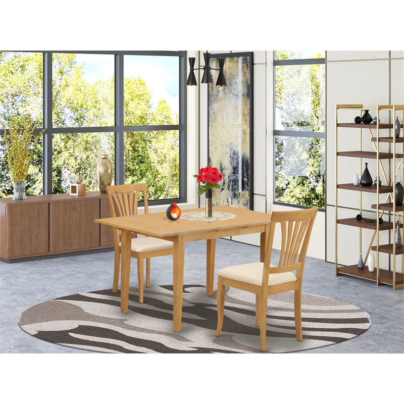 Pemberly Row 3-Piece Wood Kitchen Table Set in Oak Finish