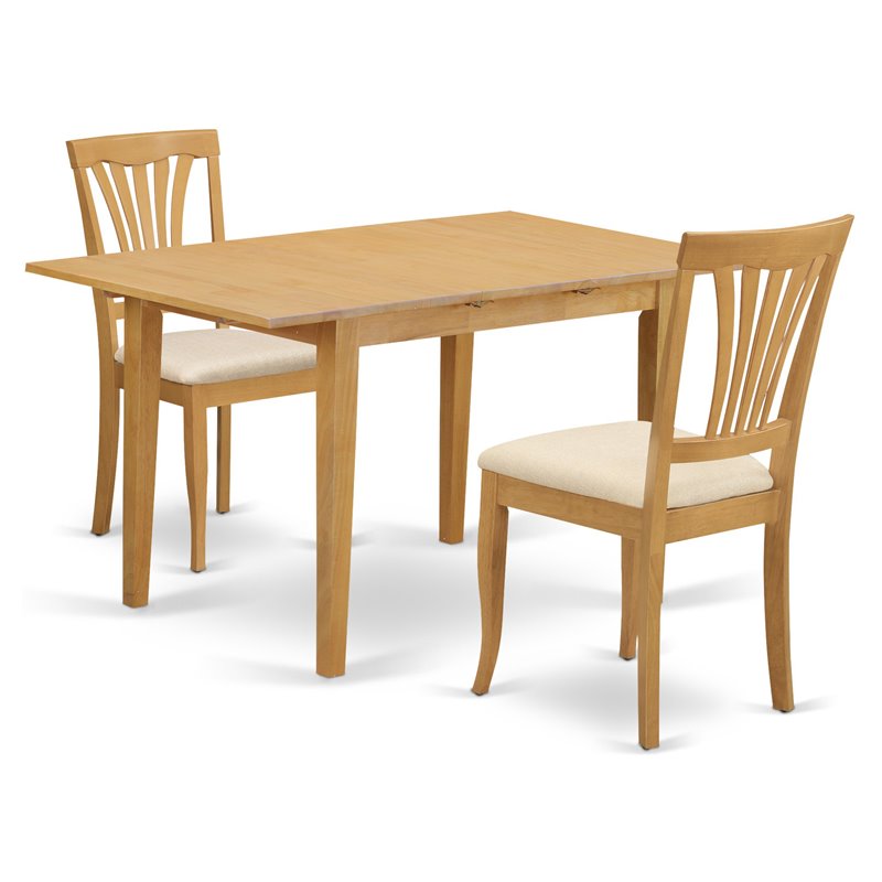 Pemberly Row 3-Piece Wood Kitchen Table Set in Oak Finish