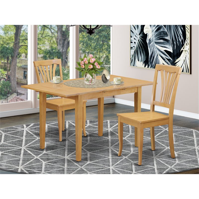 Pemberly Row 3-Piece Wood Dining Room Set in Oak Finish