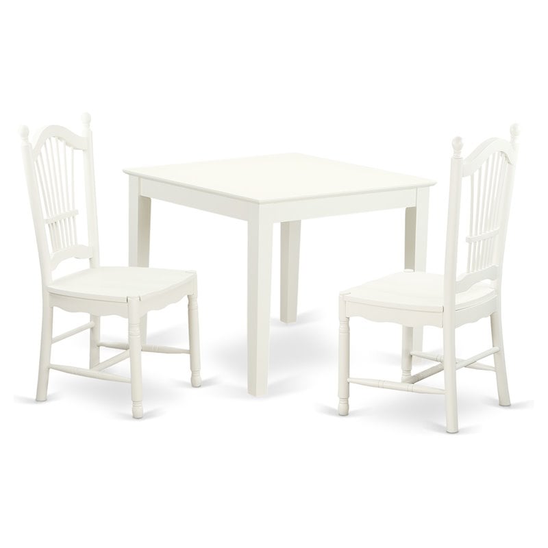 Pemberly Row 3-Piece Square Wood Dining Set in Linen White Finish