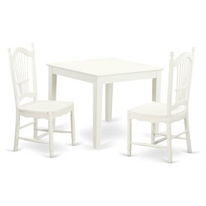 Pemberly Row 3-Piece Square Wood Dining Set in Linen White Finish