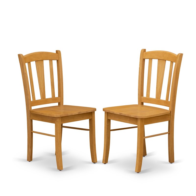 Pemberly Row 3-Piece Wood Dining Table Set with Slatted Chairs in Oak