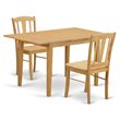 Pemberly Row 3-Piece Wood Dining Table Set with Slatted Chairs in Oak