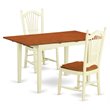 Pemberly Row Norfolk 3-Piece Dining Set in Buttermilk and Cherry Finish
