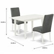 Pemberly Row 3-Piece Dining Set with Rectangular Table in Linen White Wood