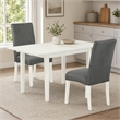 Pemberly Row 3-Piece Dining Set with Rectangular Table in Linen White Wood