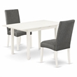 Pemberly Row 3-Piece Dining Set with Rectangular Table in Linen White Wood