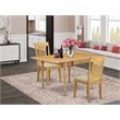 Pemberly Row 3-Piece Oak Mid-Century Dining Table Set with Linen Fabric