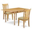 Pemberly Row 3-Piece Oak Mid-Century Dining Table Set with Linen Fabric