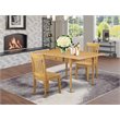 Pemberly Row 3-Piece Wood Dining Set in Oak with Slat-Back Chairs
