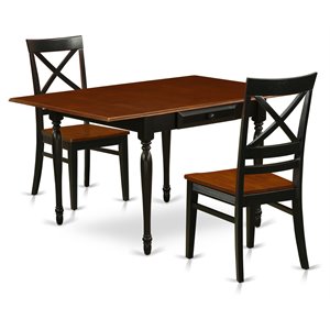 Pemberly Row 3-Piece Wood Dining Set in Black/Cherry with X-Back Chairs