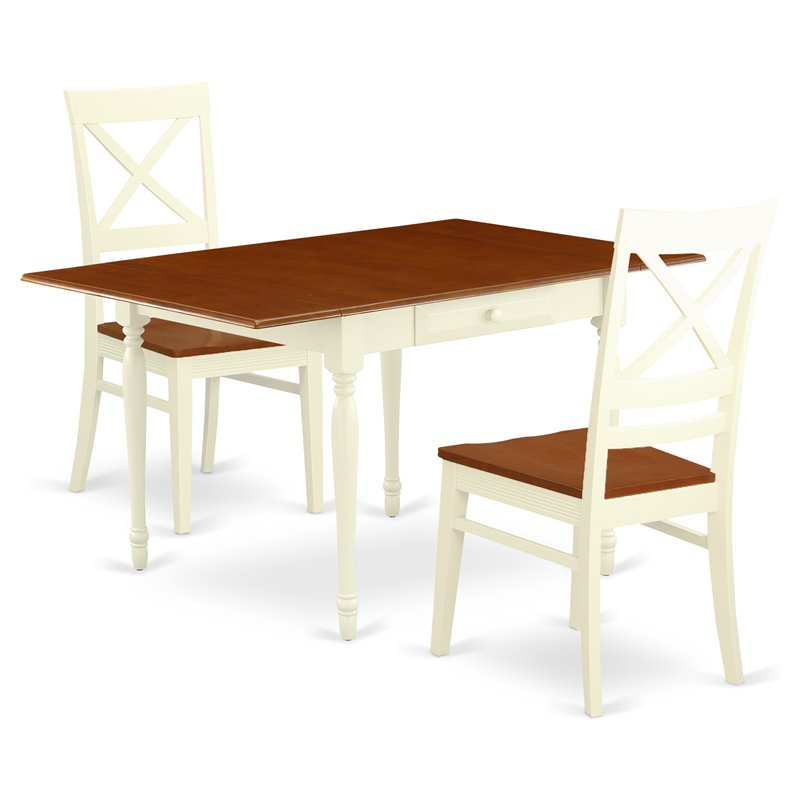 Pemberly Row 3-Piece Dining Set in Buttermilk/Cherry with X-Back Chairs